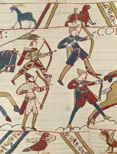 Norman okçuları kendilerini İngiliz ordusu Bayeux Goblen